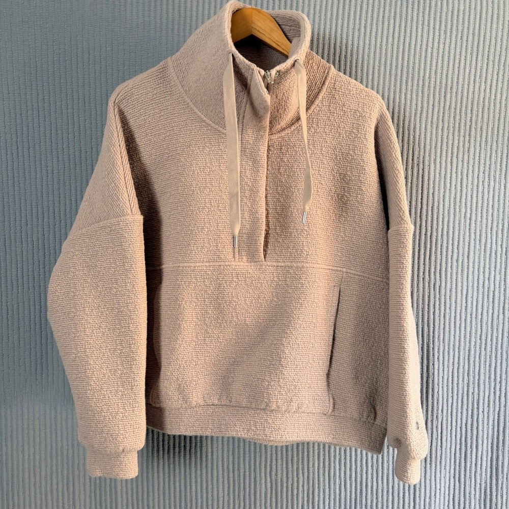 CALIA Quarter Zip Pullover Athleisure Large Pink Excellent Textured Everyday